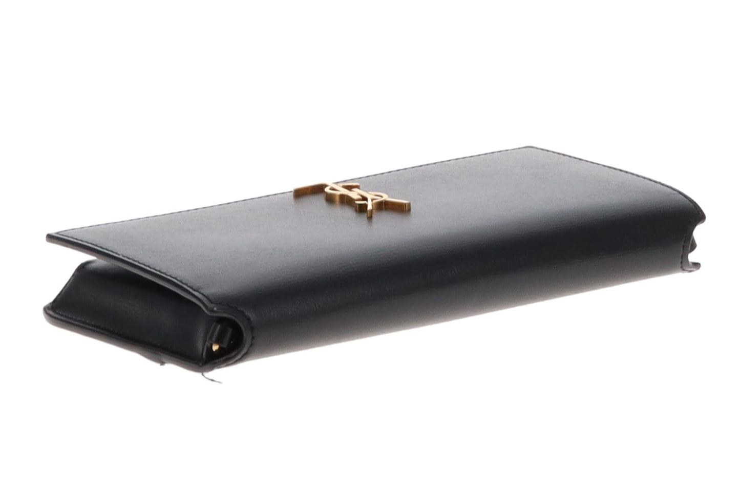 Saint Laurent Cassandre Phone Holder In Smooth Leather Black