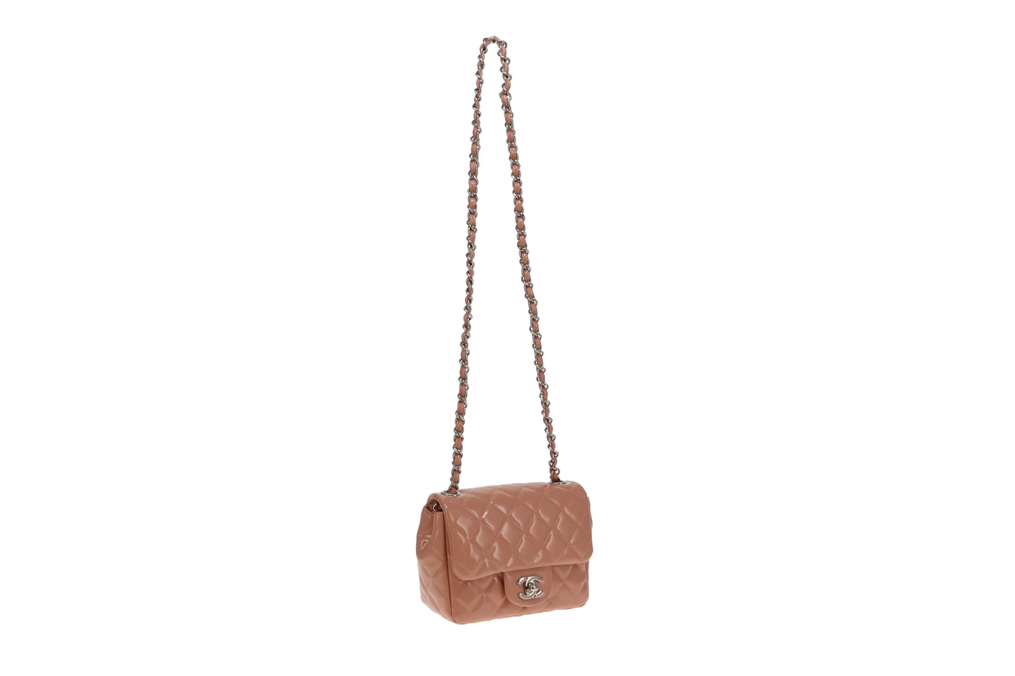 Chanel Blush Patent Leather and SHW Mini Square Flap Bag 2012/13