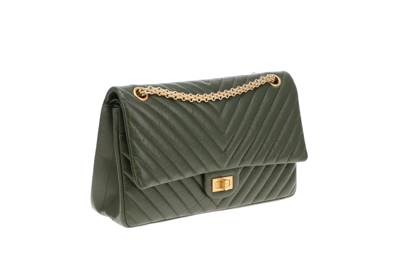 Chanel Chevron Reissue 2.55 Green With Gold Hardware 226