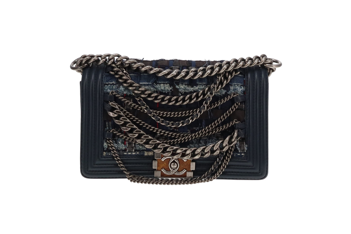 Chanel Boy Bag Medium Denim Patch Chain Detail Ltd Edition 20 Series