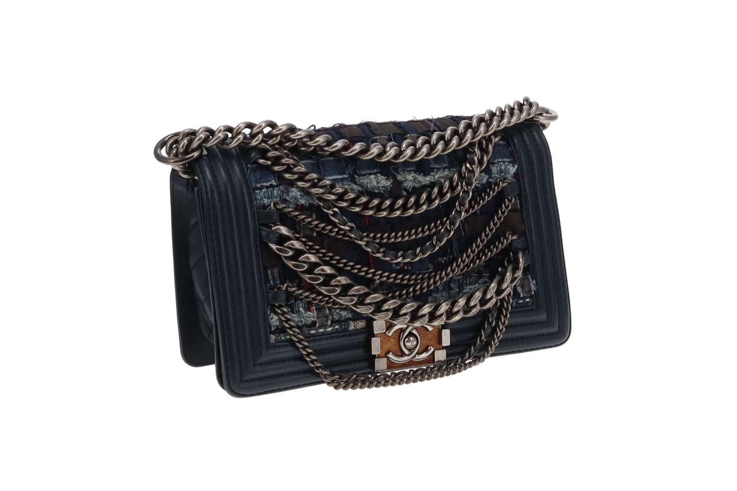 Chanel Boy Bag Medium Denim Patch Chain Detail Ltd Edition 20 Series