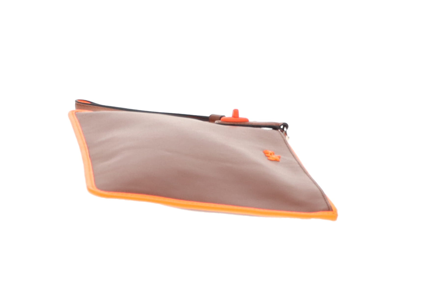 Coach Tan Leather Neon Orange Wristlet