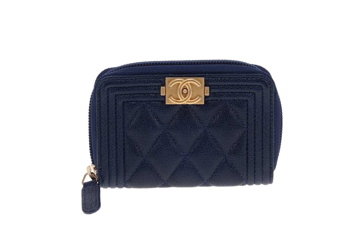 Chanel Royal Blue Caviar GHW Small Zippy Boy Coin Purse 2018/19