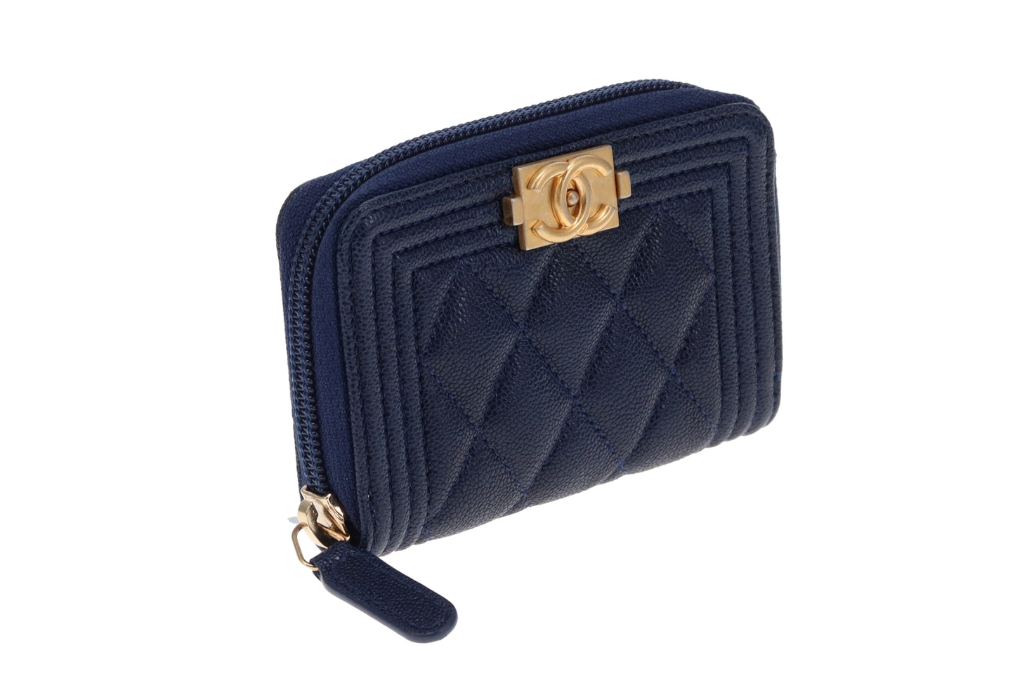 Chanel Royal Blue Caviar GHW Small Zippy Boy Coin Purse 2018/19