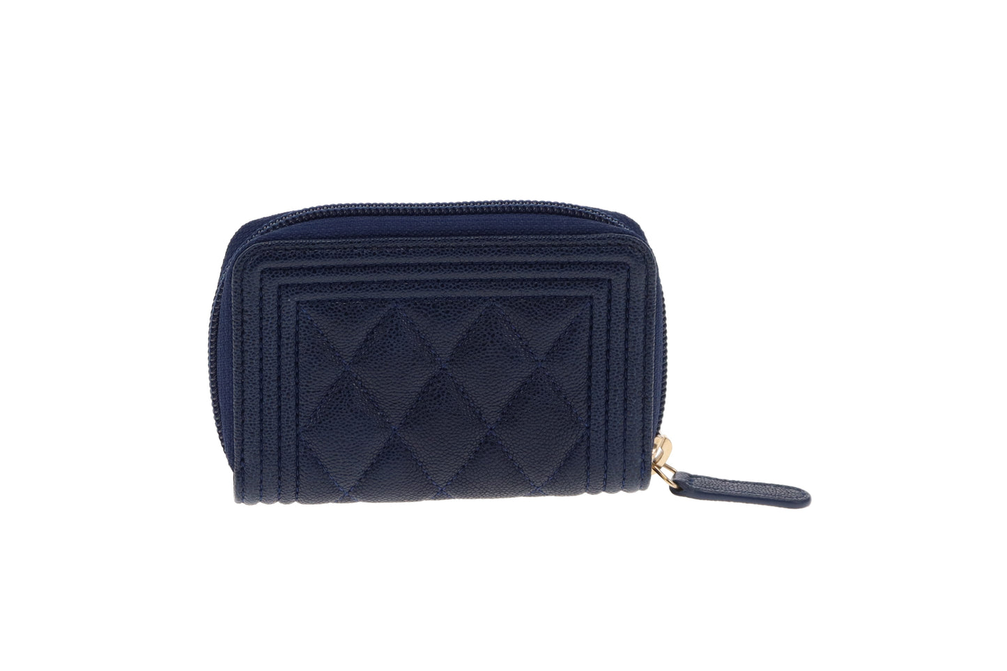 Chanel Royal Blue Caviar GHW Small Zippy Boy Coin Purse 2018/19