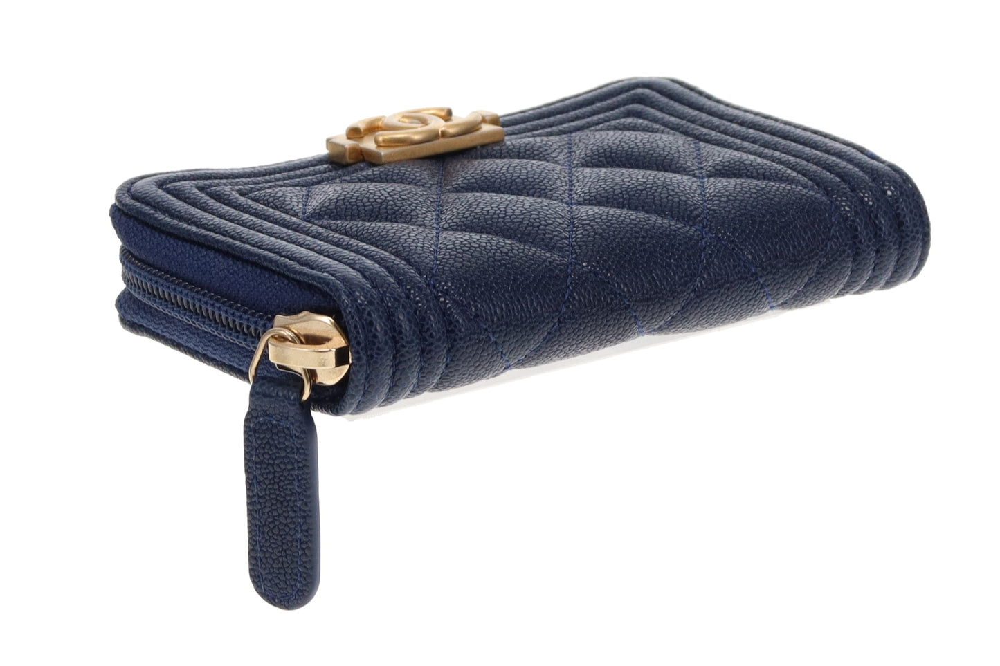 Chanel Royal Blue Caviar GHW Small Zippy Boy Coin Purse 2018/19