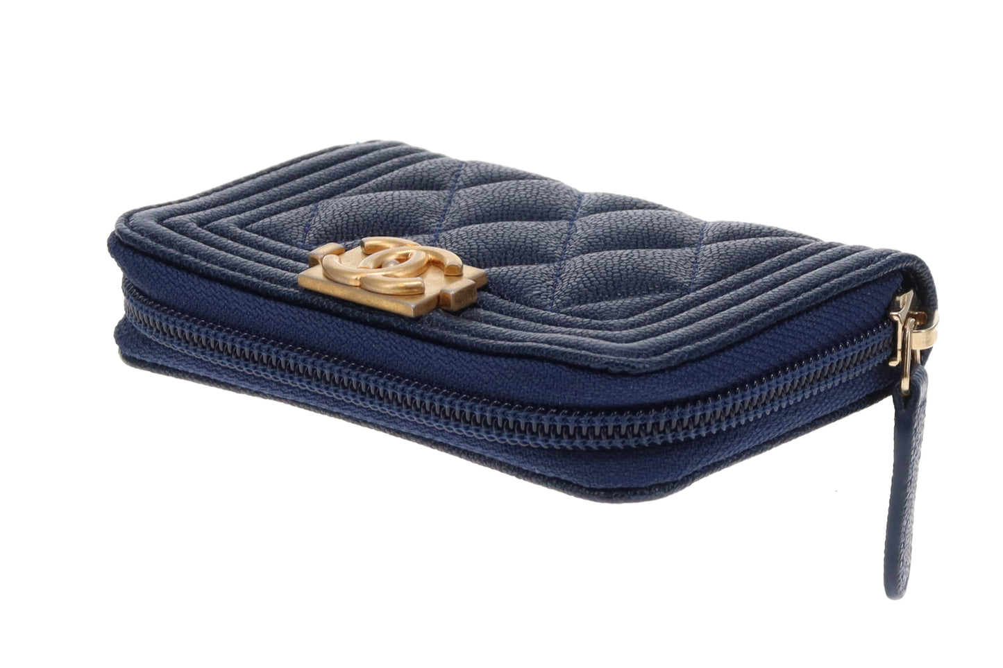 Chanel Royal Blue Caviar GHW Small Zippy Boy Coin Purse 2018/19