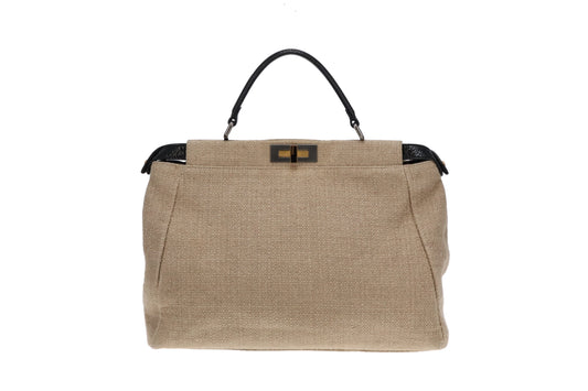 Fendi Canvas Peekaboo Tote Brown