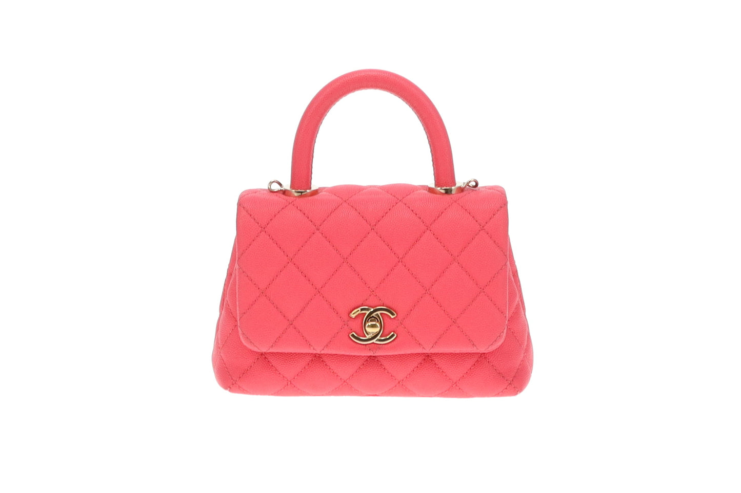 Chanel Hot Pink Caviar Mini Coco Handle 2020