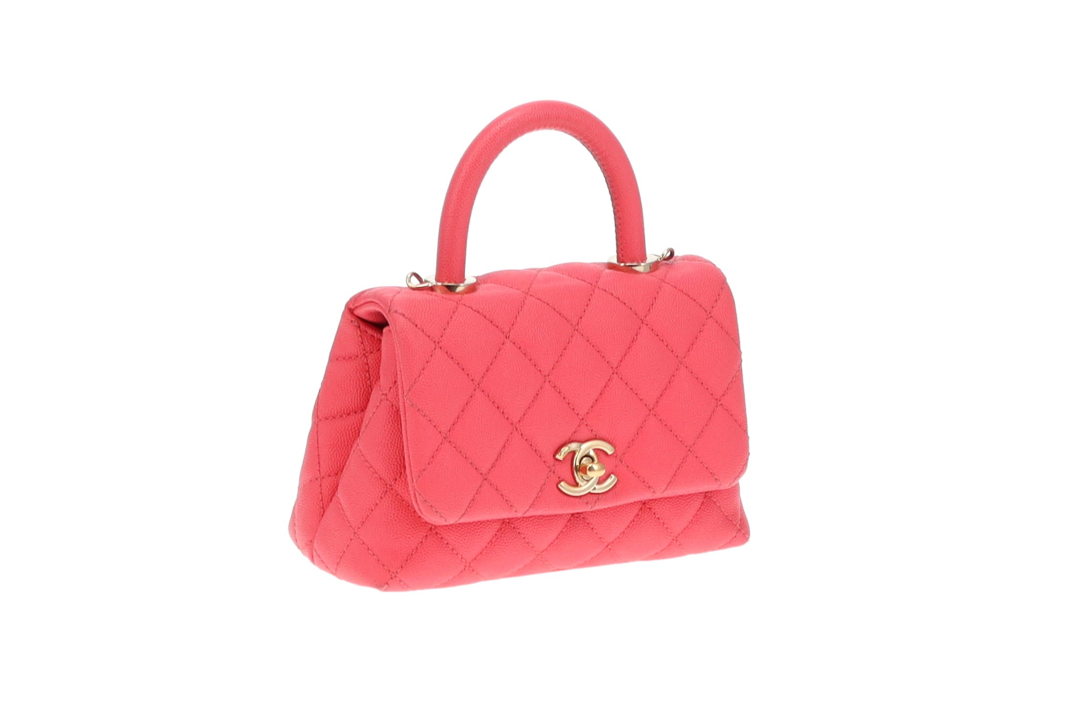 Chanel Hot Pink Caviar Mini Coco Handle 2020