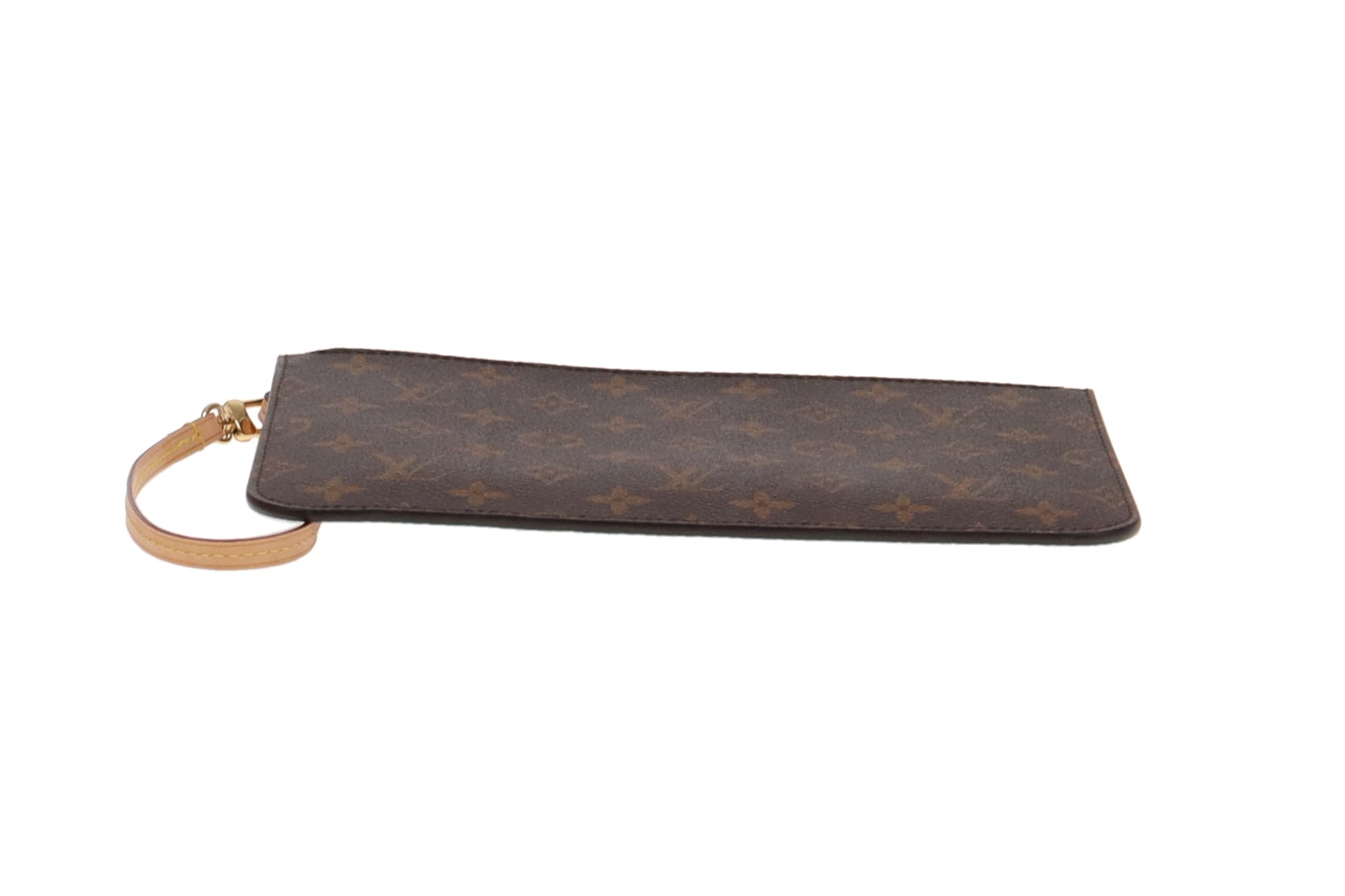 LOUIS VUITTON Neverfull Monogram Canvas Pochette Wristlet Pouch Brown