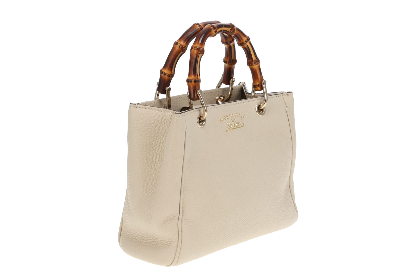 Gucci Cream Leather Bamboo Mini 2 way Shopper