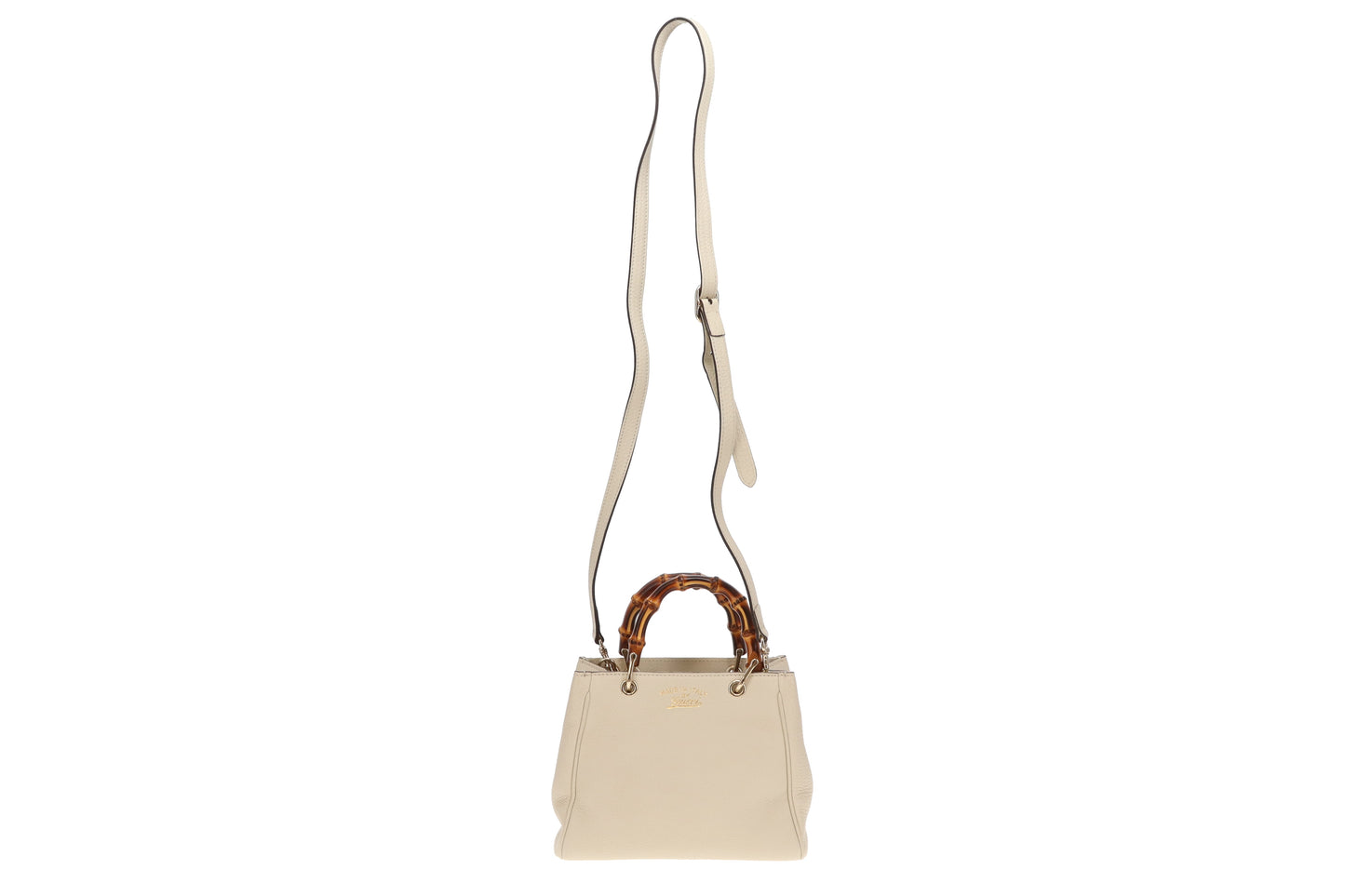 Gucci Cream Leather Bamboo Mini 2 way Shopper