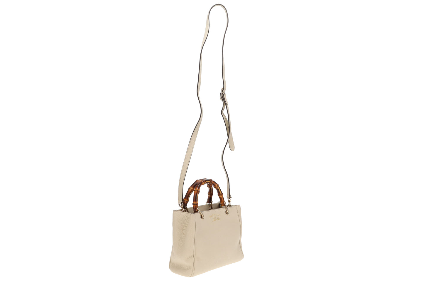 Gucci Cream Leather Bamboo Mini 2 way Shopper