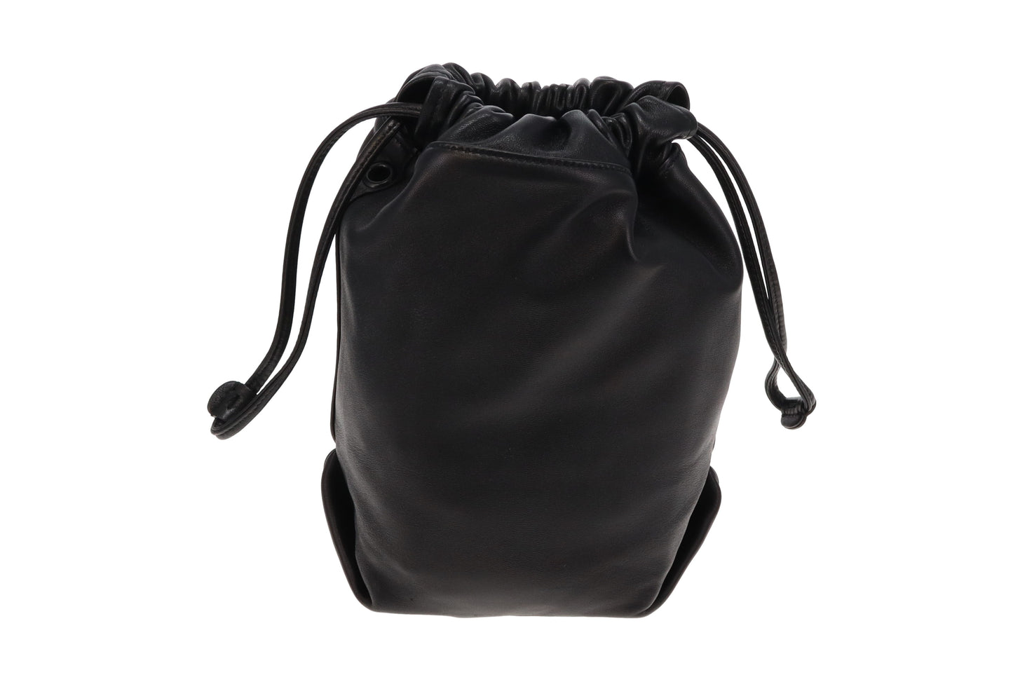 Saint Laurent Black Lambskin Mini Teddy Drawstring Bucket Bag 2020