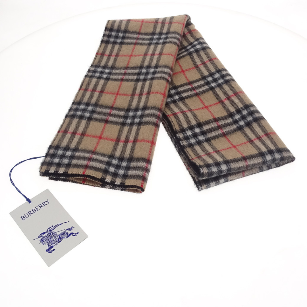 Burberry Check and Black 100% Cashmere Scarf