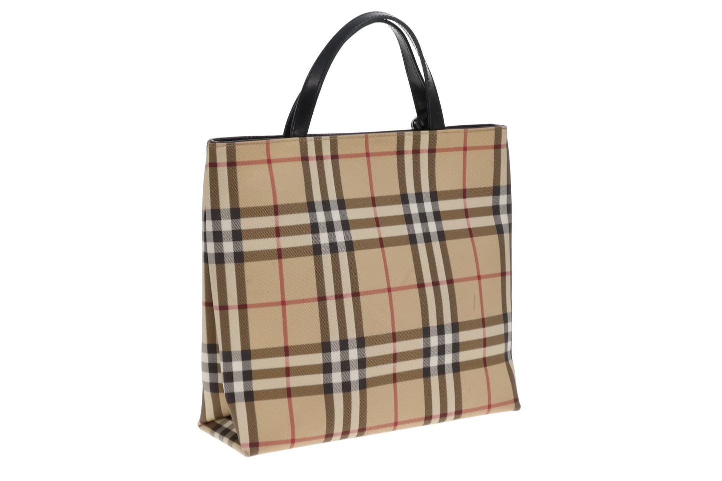 Burberry Check Coated Canvas Small Top Handle Tote Bag