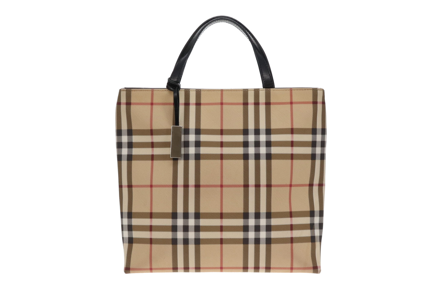 Burberry Check Coated Canvas Small Top Handle Tote Bag