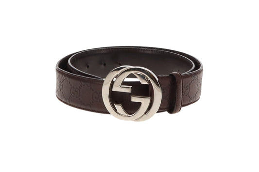 Gucci Dark Brown Guccissima Leather Belt 85cm