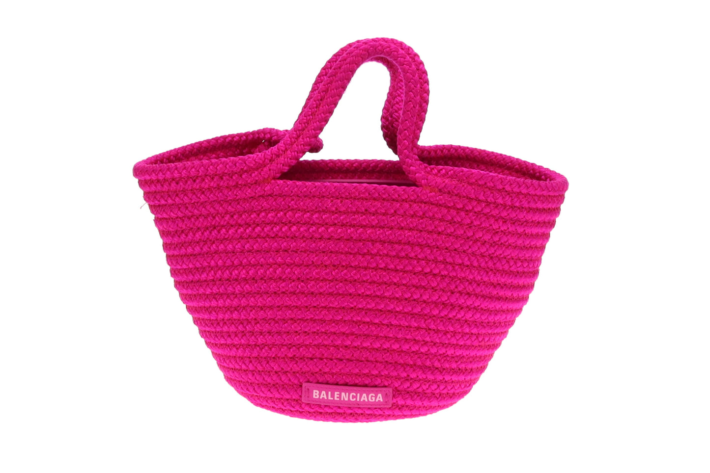 Balenciaga Hot Pink Small Ibiza Woven Basket Bag