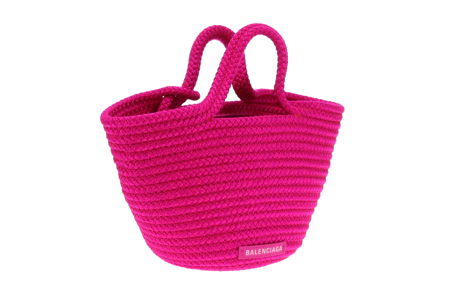 Balenciaga Hot Pink Small Ibiza Woven Basket Bag