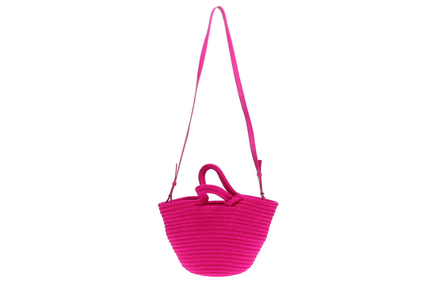 Balenciaga Hot Pink Small Ibiza Woven Basket Bag