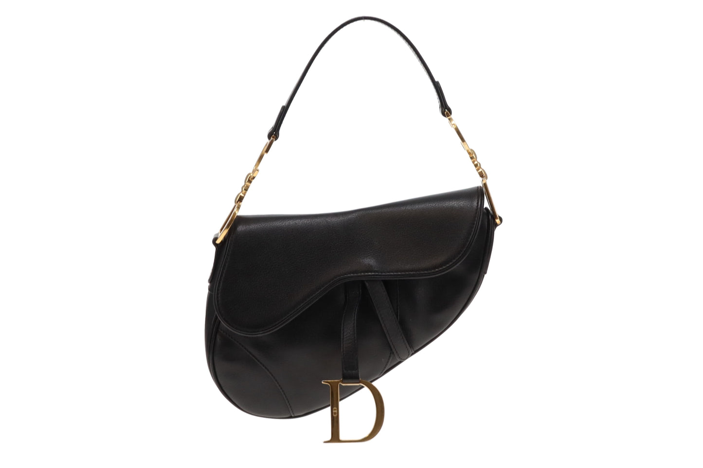 Dior Black Leather GHW Vintage Saddle Bag 2004