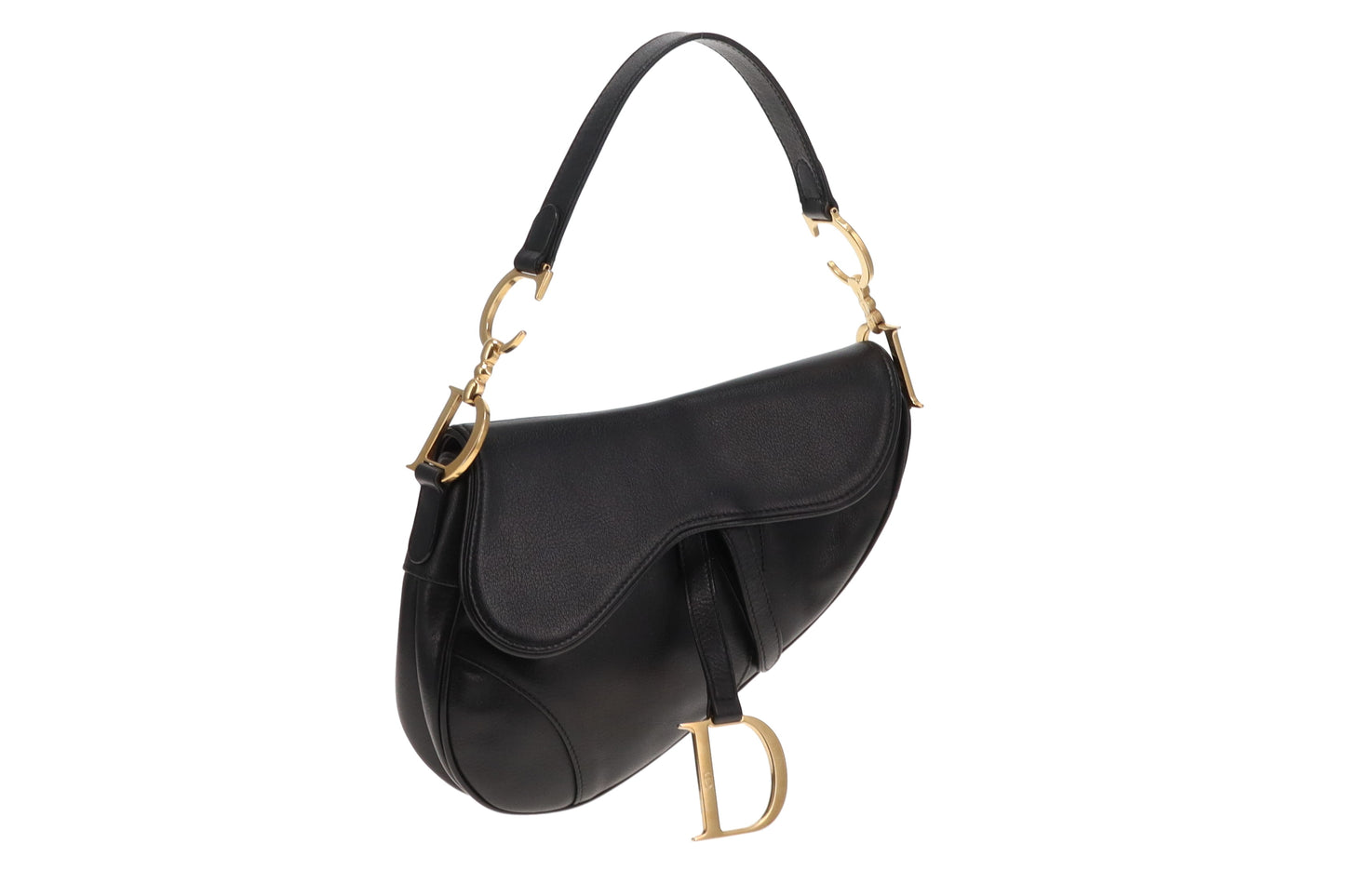 Dior Black Leather GHW Vintage Saddle Bag 2004