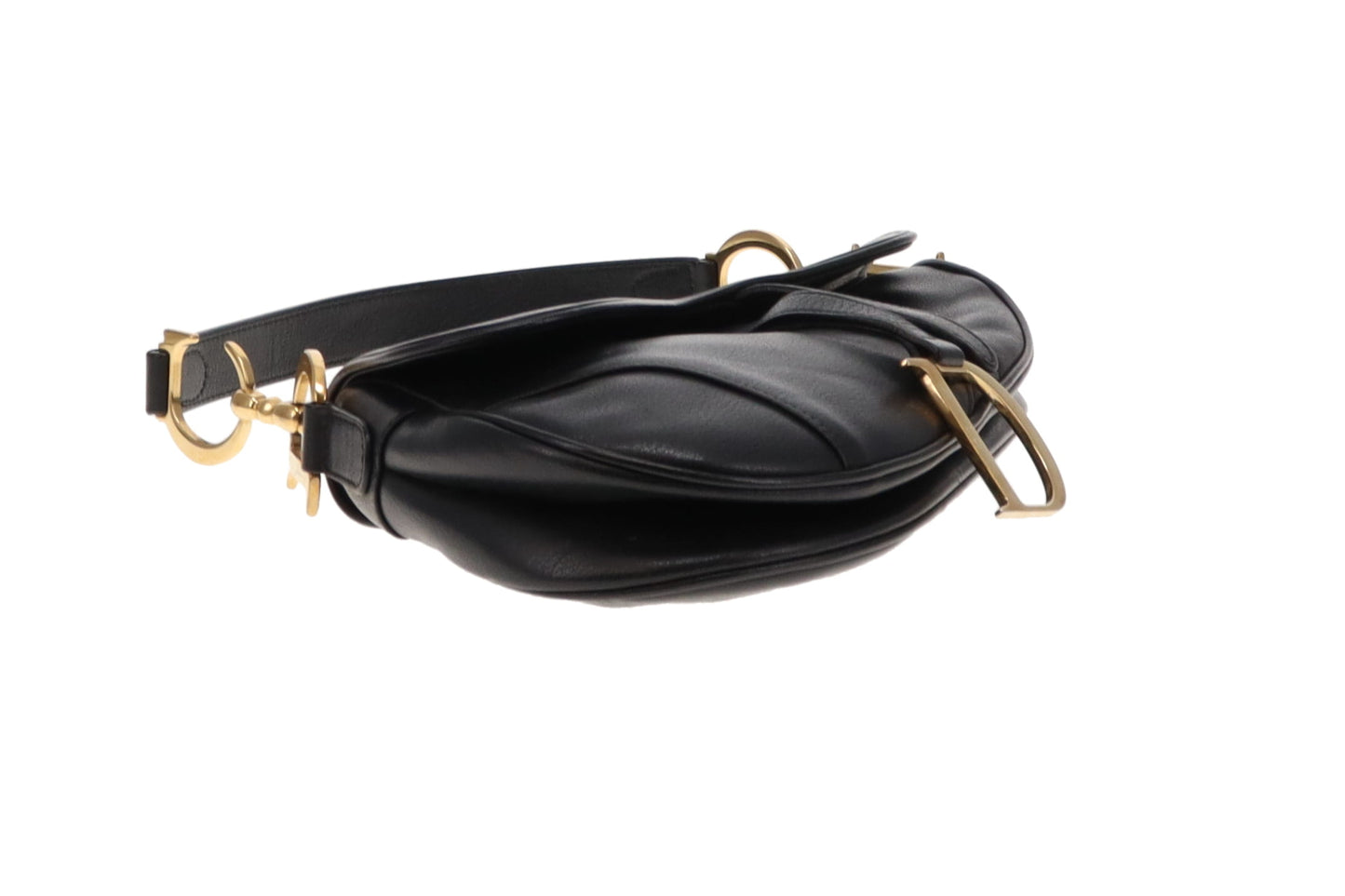 Dior Black Leather GHW Vintage Saddle Bag 2004