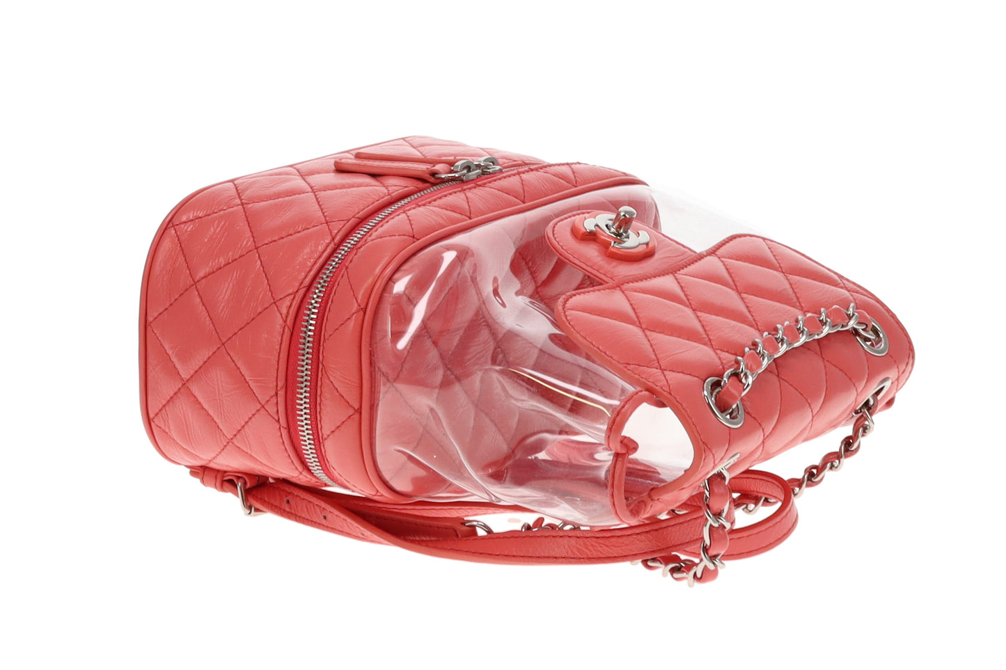 Chanel Coral Pink Leather and PVC Aquarium Backpack 2018