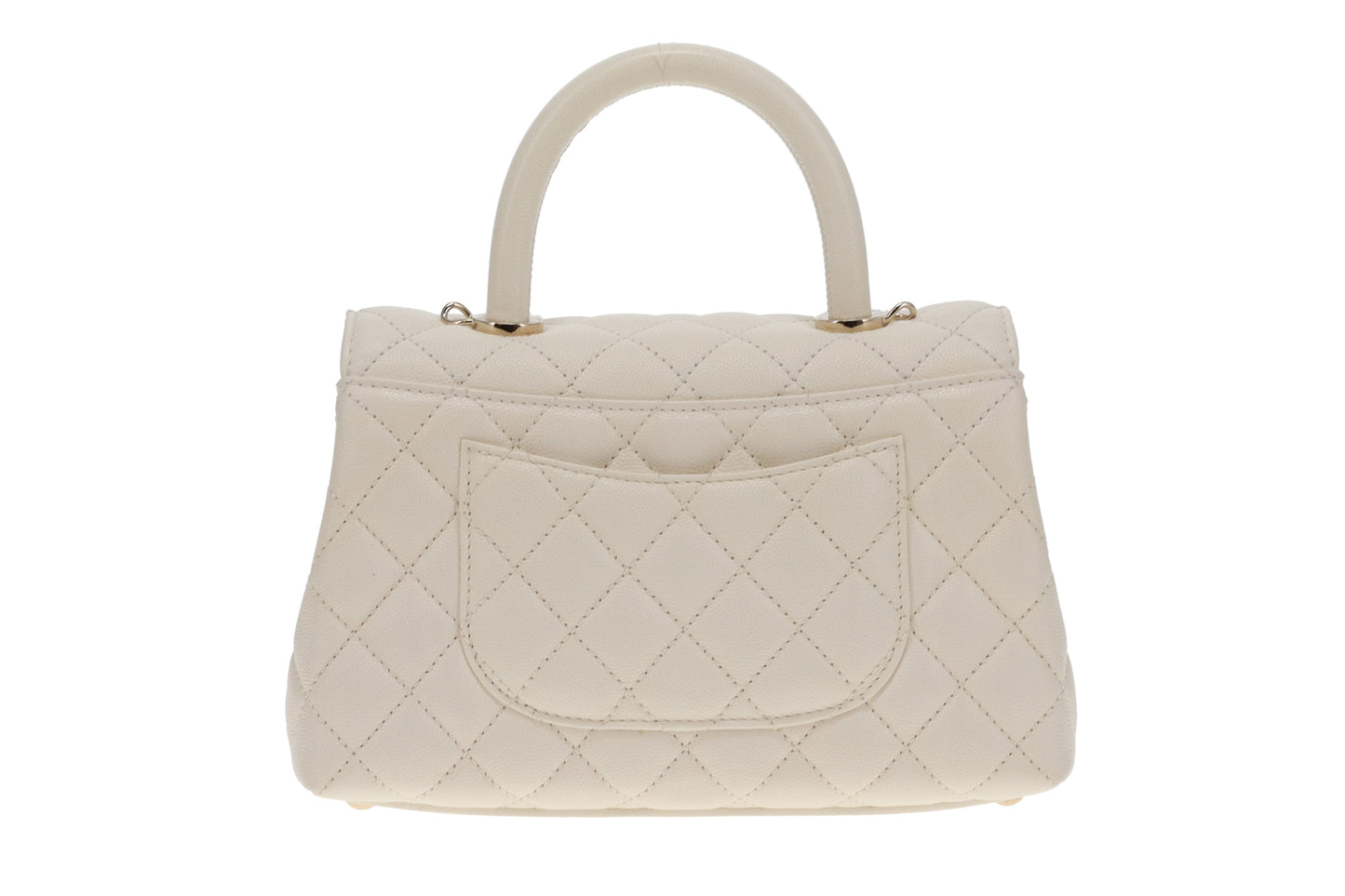 Chanel White Caviar GHW Small Coco Top Handle (NFID Chip)