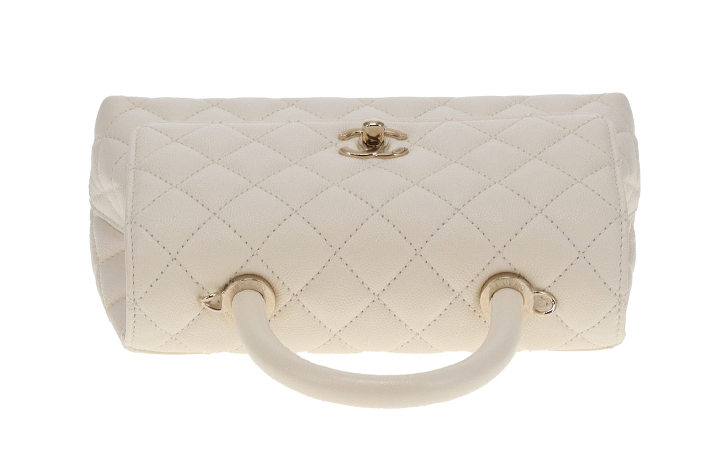 Chanel White Caviar GHW Small Coco Top Handle (NFID Chip)