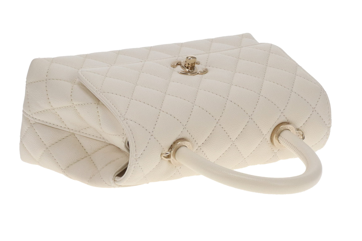 Chanel White Caviar GHW Small Coco Top Handle (NFID Chip)