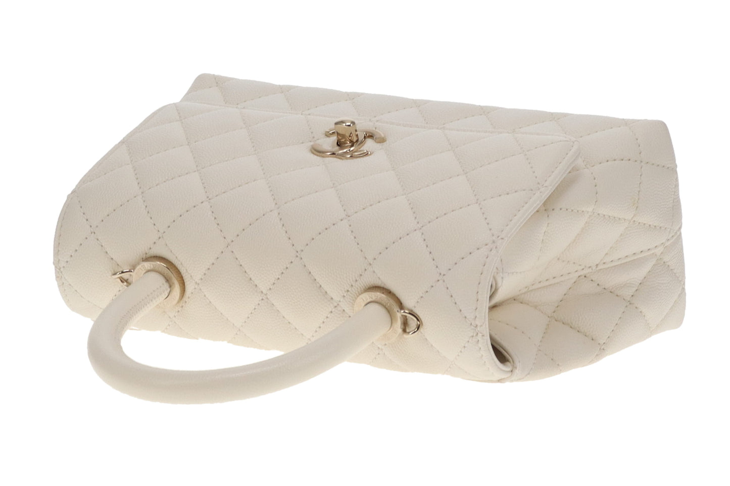 Chanel White Caviar GHW Small Coco Top Handle (NFID Chip)