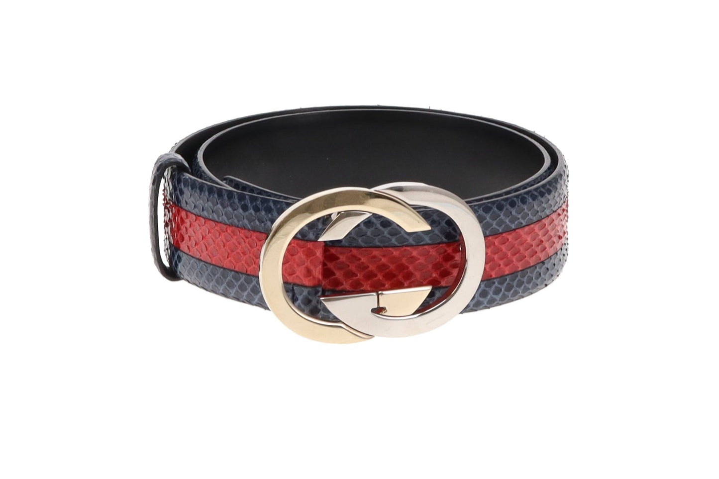 Gucci Red and Blue Snake Belt 85cm