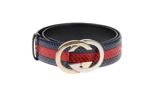 Gucci Red and Blue Snake Belt 85cm