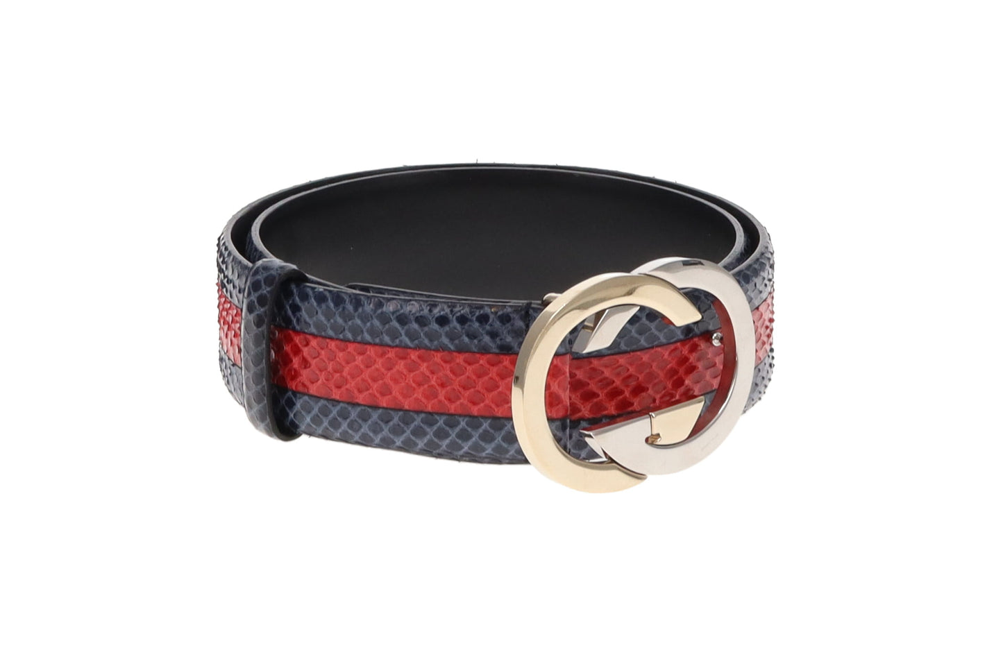 Gucci Red and Blue Snake Belt 85cm