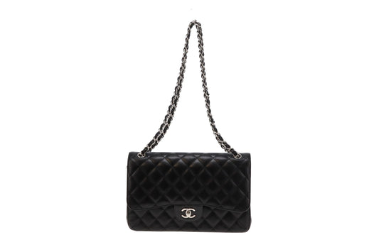 Chanel Black Caviar SHW Classic Jumbo Double Flap Bag 2017 (23 series)