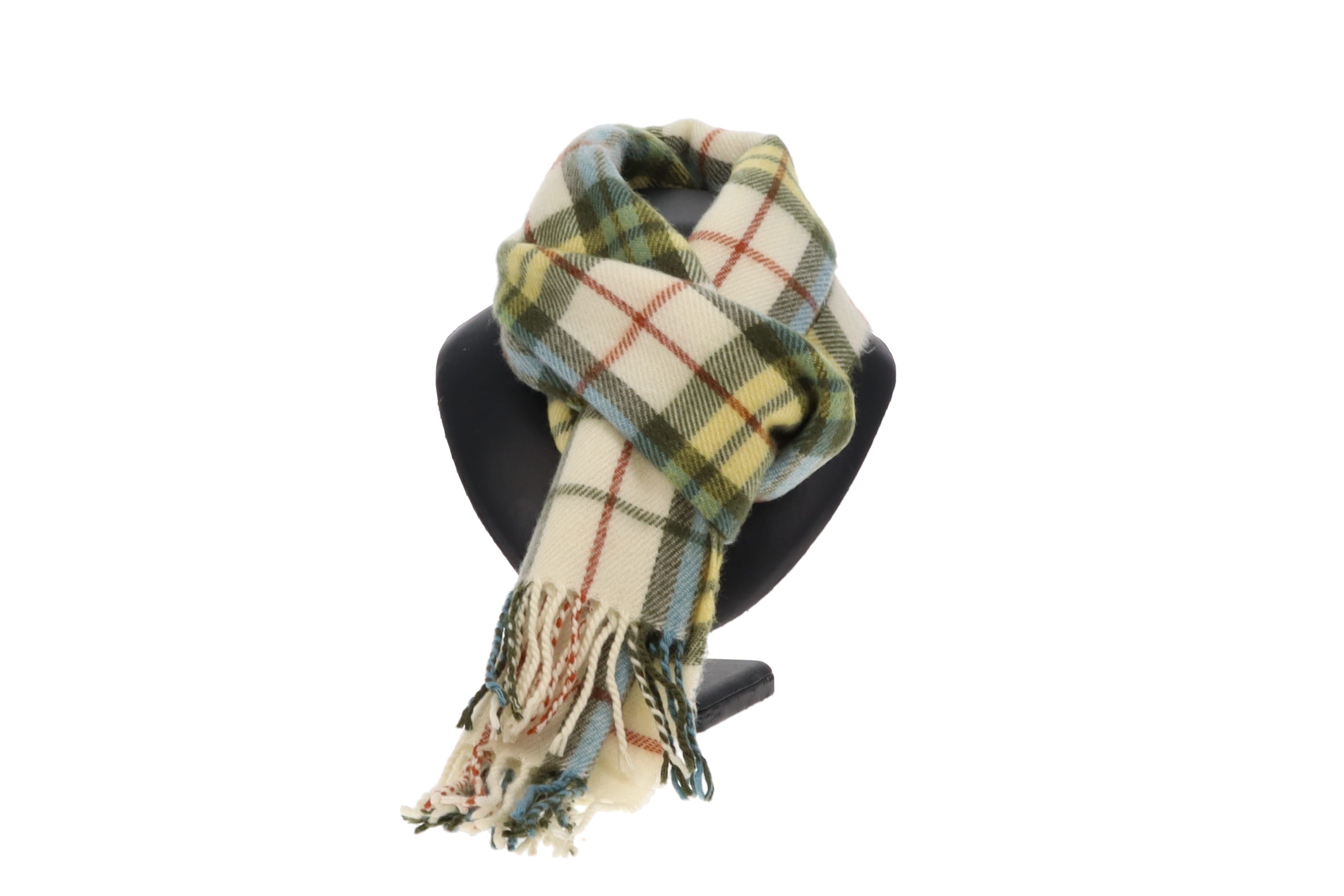 Burberry 100 Lambswool Green Tone Check Scarf