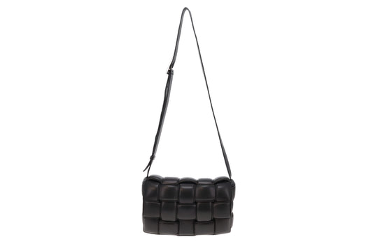 Bottega Veneta Black Padded Cassette Intrecciato Leather