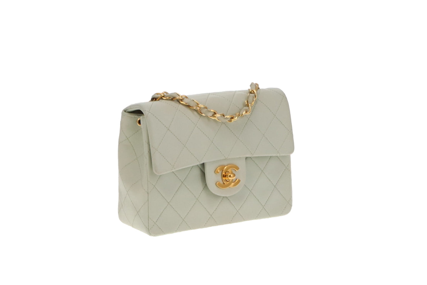 Chanel Vintage Mint Green Mini Square With 24K CC