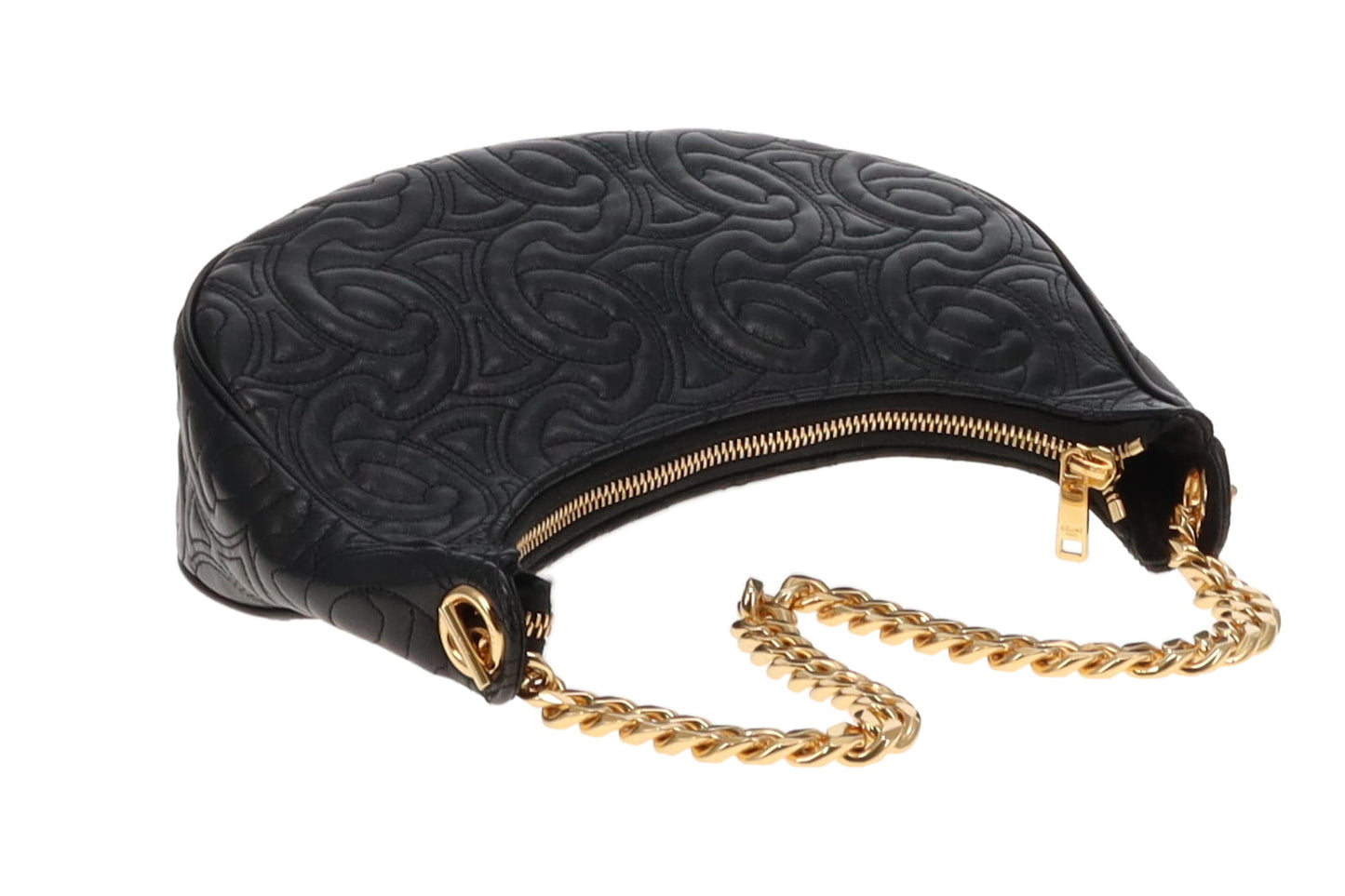 Celine Black Triomphe Quilted Leather Ava Chain Shoulder Bag 2022