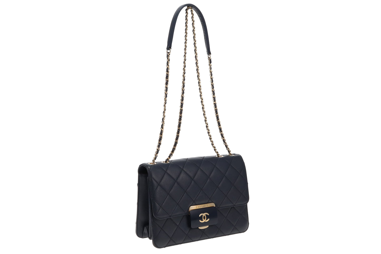 Chanel Navy Calfskin Beauty Lock Bag 2016