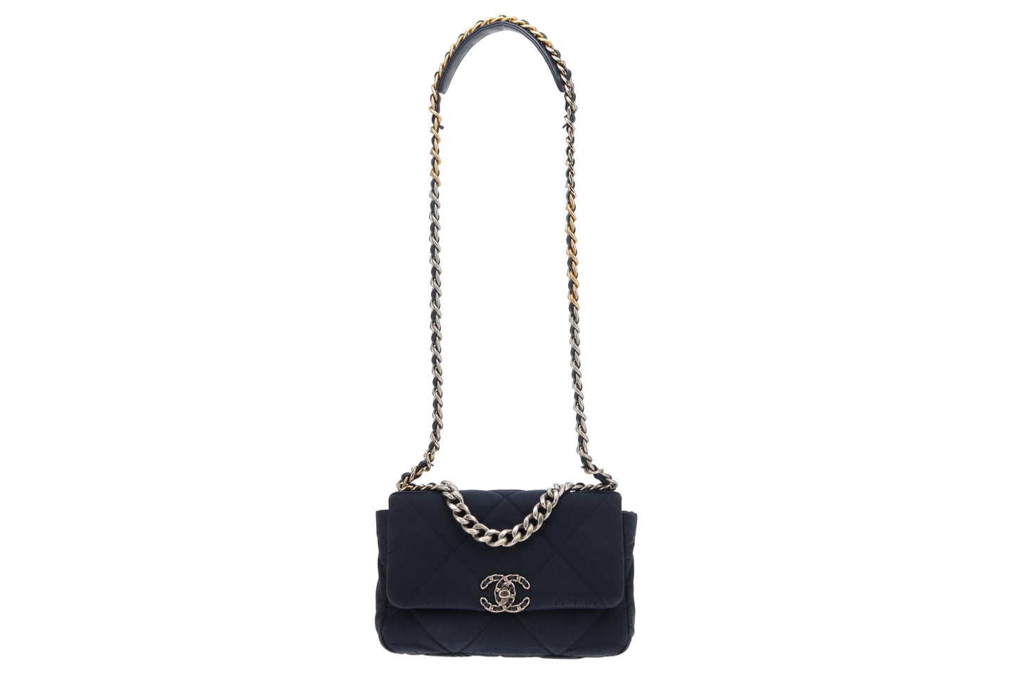 Chanel 19 Small Navy Blue In Quilted Fabric 2022