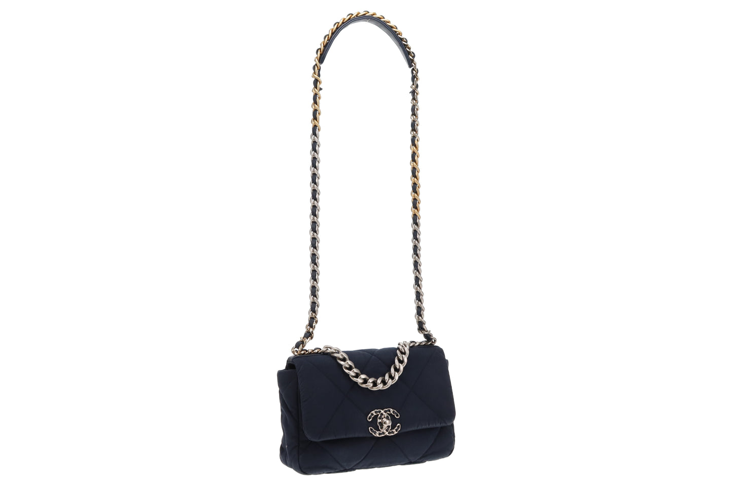 Chanel 19 Small Navy Blue In Quilted Fabric 2022