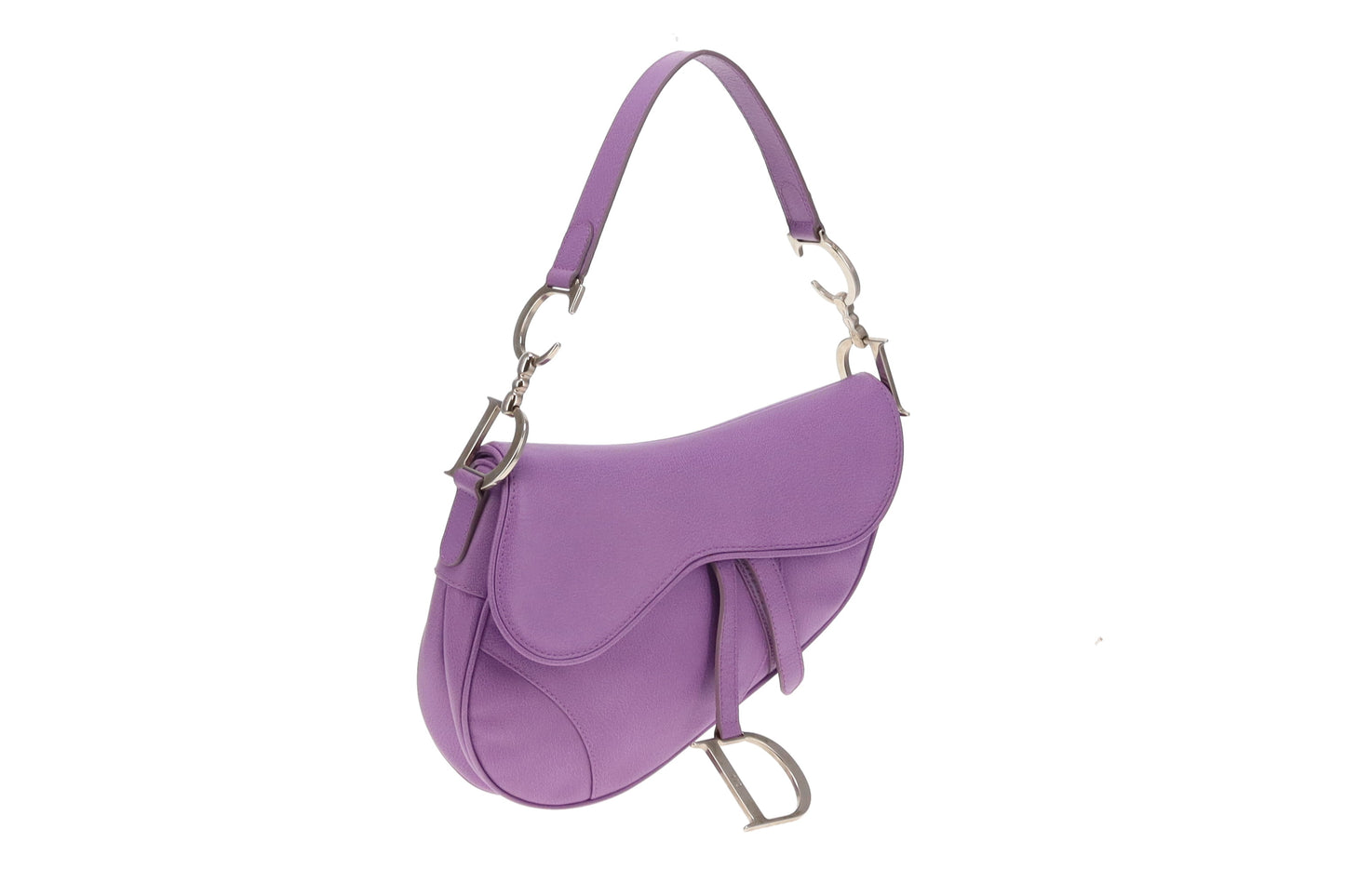 Dior Purple Leather SHW Vintage Saddle Bag 2004