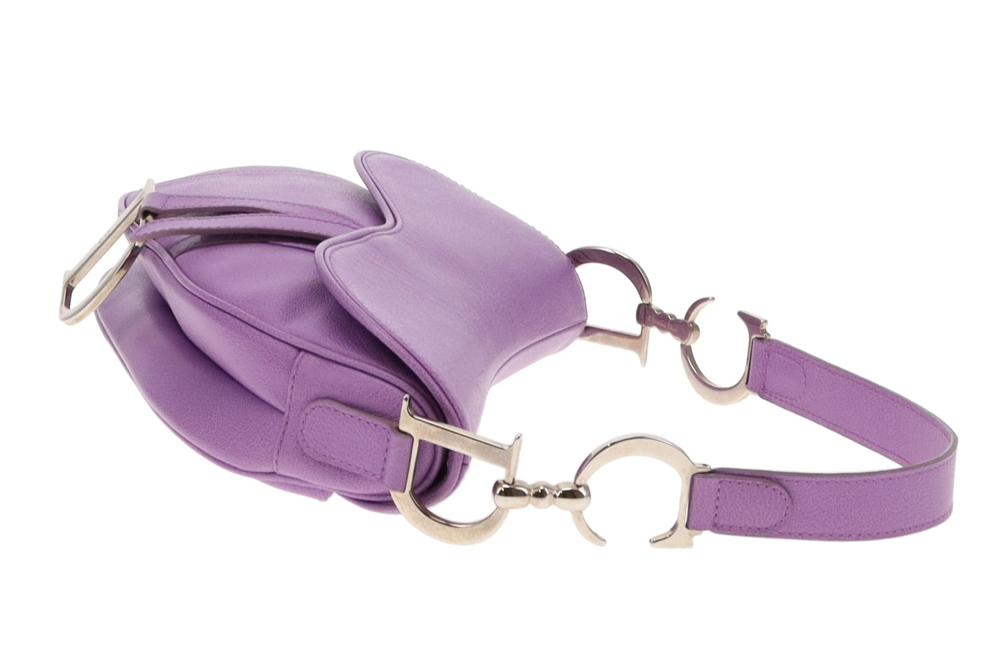 Dior Purple Leather SHW Vintage Saddle Bag 2004