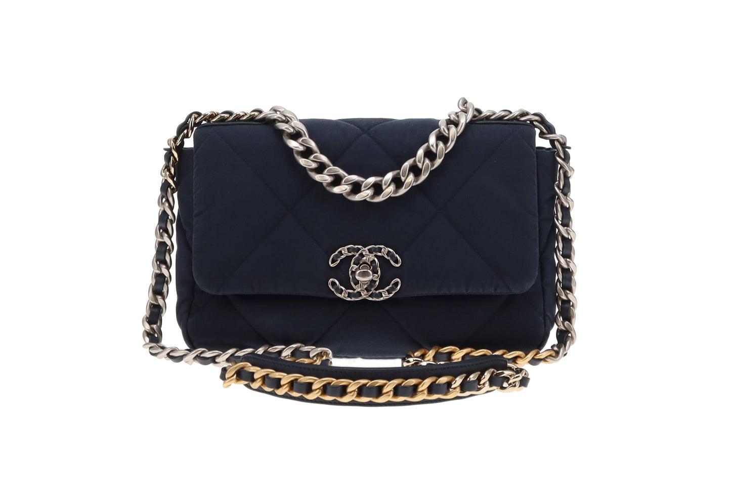 Chanel 19 Small Navy Blue In Quilted Fabric 2022