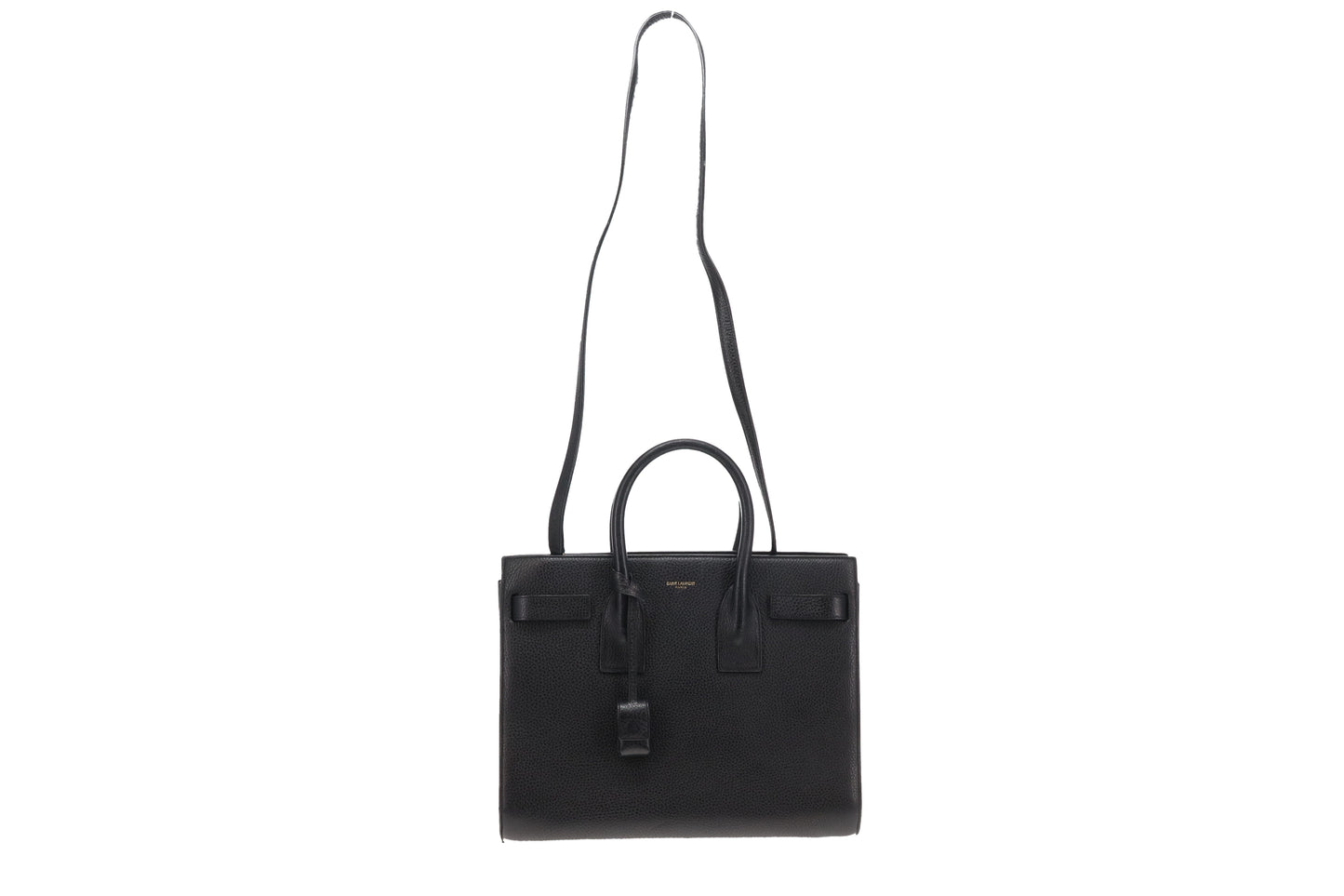 Saint Laurent Black Grained Leather Small Sac De Jour with Strap 2014