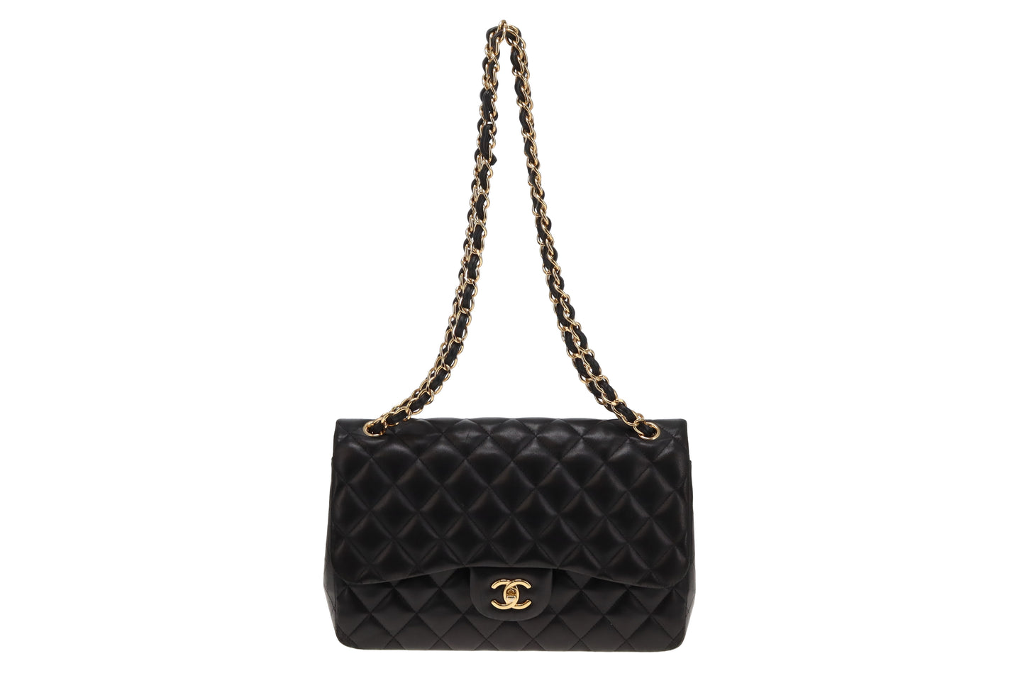 Chanel Black Lambskin GHW Classic Double Flap Jumbo 2015/16